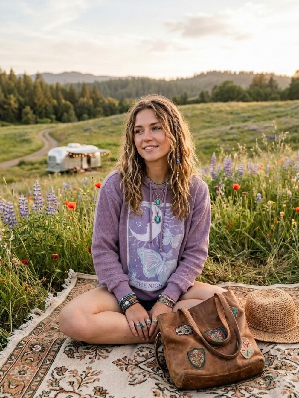 GUC Cut & Paste "The Night🌙✨️🦋Hooded Sweatshirt"Purple💜Aqua🩵Sage💚White🤍SML